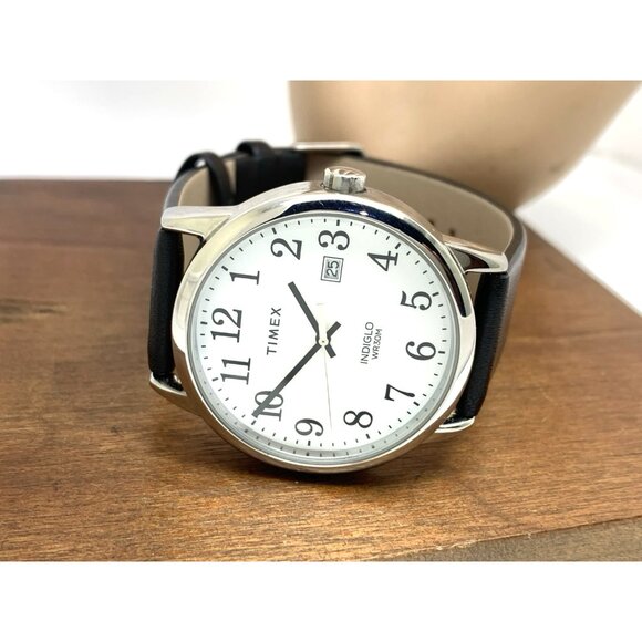 Timex Men's Watch TW2V40000 Quartz White Dial Day Date Leather Band 38mm - Picture 8 of 14